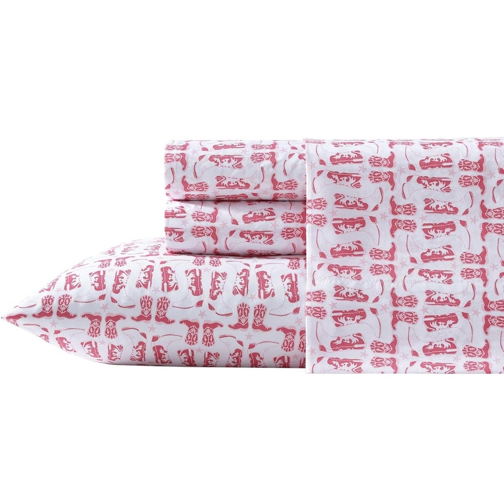 Wrangler Pink Cowgirl Boot Queen Bedding Set